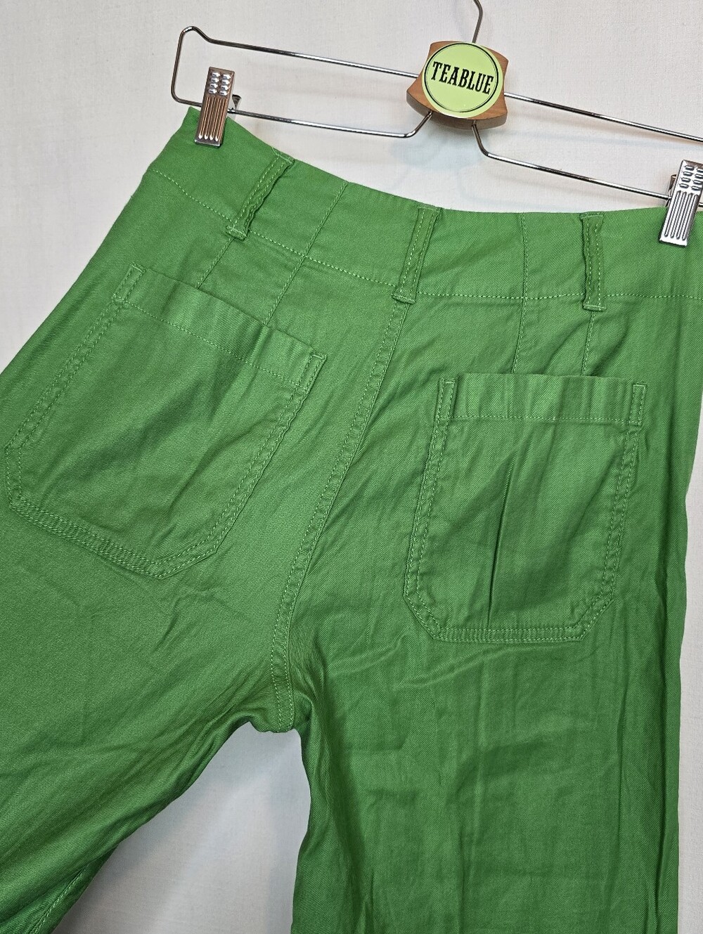 Maeve Colette Ramie Stretch High-Rise Wide-Leg Pants 2 Green - Picture 8 of 12